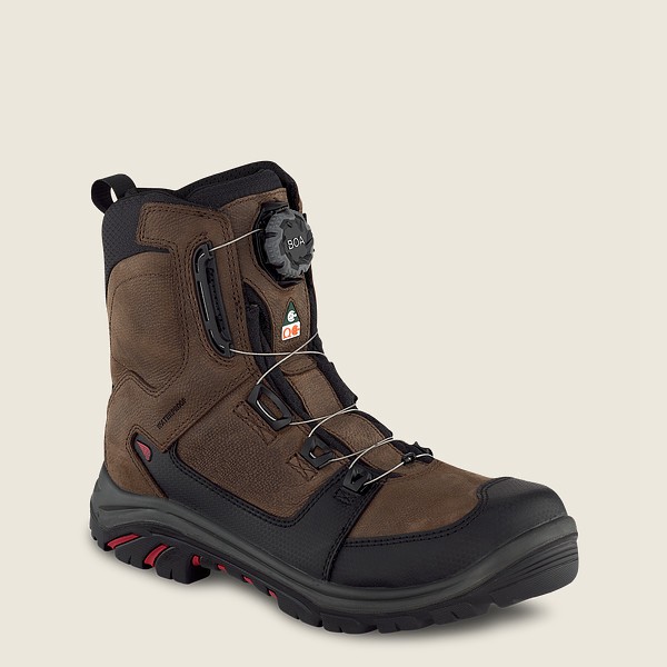 Red Wing Safety Bot Erkek - Trades - 8-Inch Boa® Waterproof Csa Toe - Kahverengi/Siyah - 52CTSYBAN